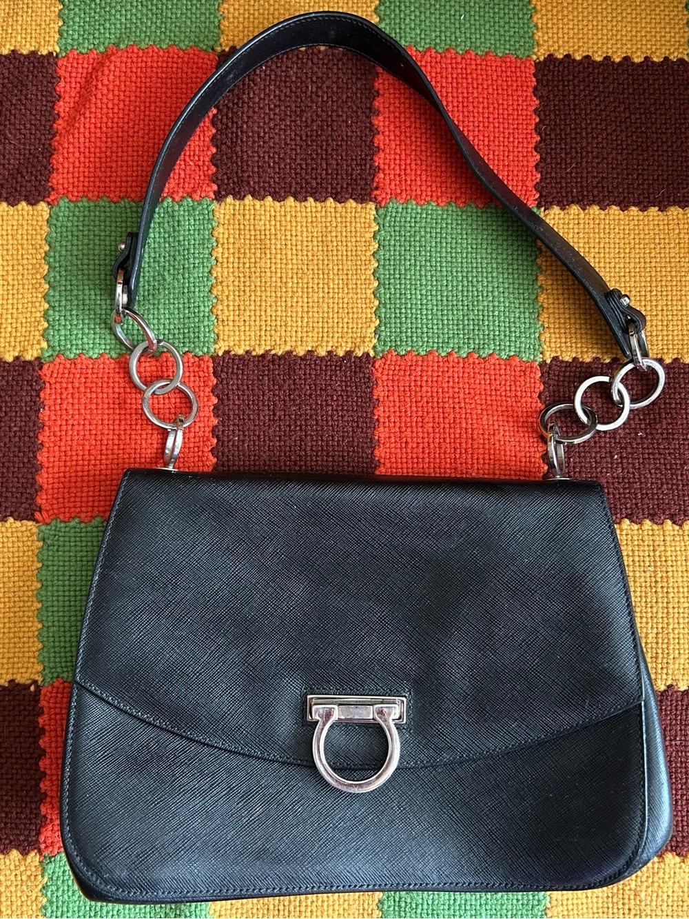 Vintage Salvatore Ferragamo Saffiano leather shoulder bag